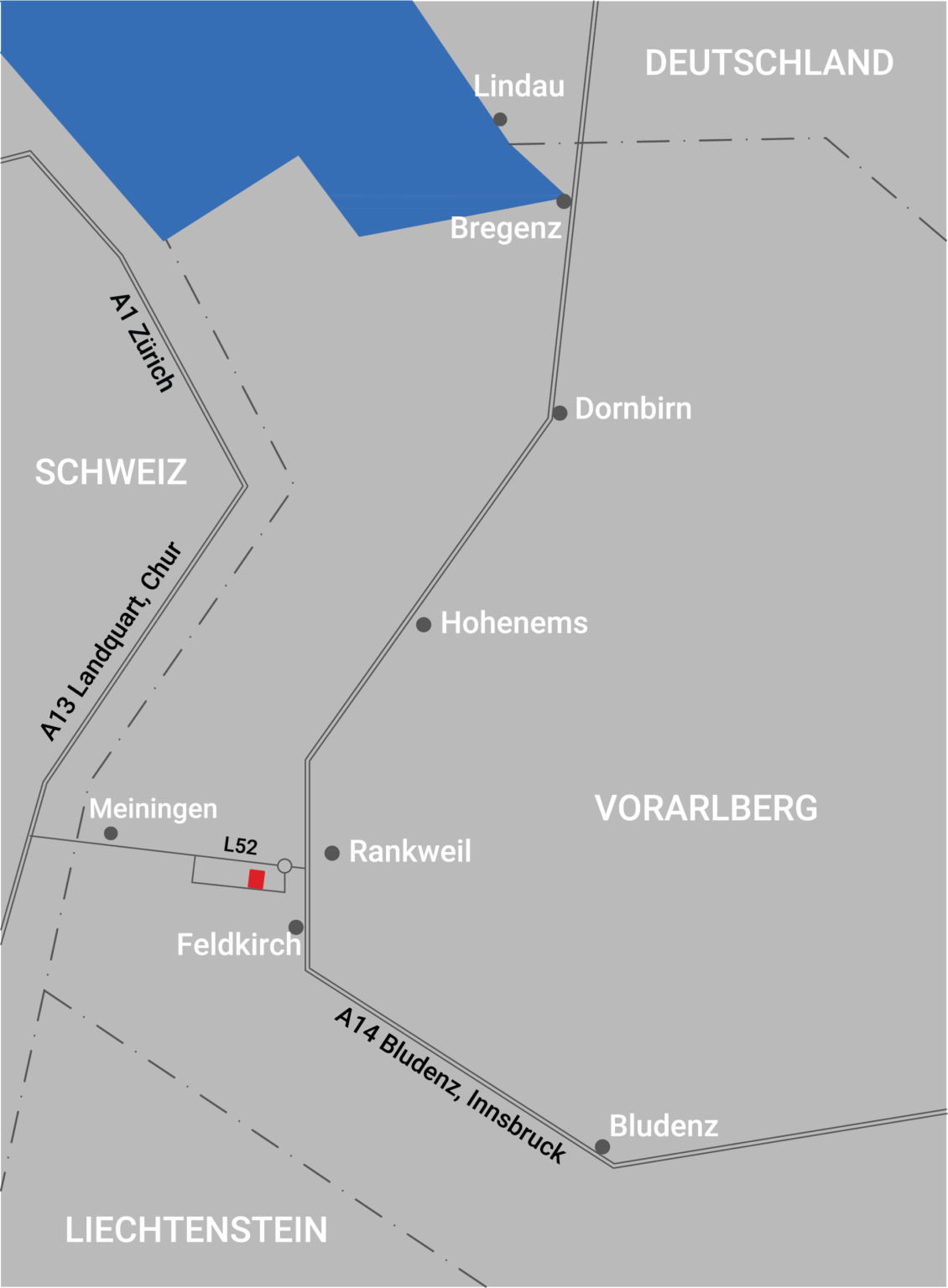 M+G INGENIEURE Skizze 2 Anfahrt Deutschland, Schweiz, Innsbruck und Liechtenstein